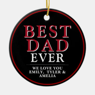 Rustic Best Pappa Black Red Typography Photo Julgransprydnad Keramik