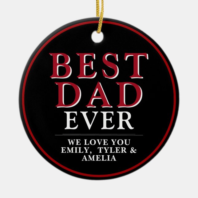 Rustic Best Pappa Black Red Typography Photo Julgransprydnad Keramik (Framsidan)