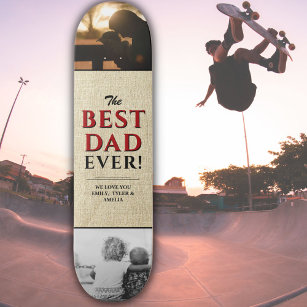 Rustic Best Pappa någonsin Far's Day 2 Photo Colla Mini Skateboard Bräda 18,5 Cm