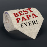 Rustic Best Pappa någonsin Far's Day Photo Slips<br><div class="desc">Rustic Best Pappa Alltid Far's Day Foto halsband knyter. Rustic beige struktur med svart och röd typografi och en fotomall. Du kan ändra valfri text på slisten. En perfekt för en pappa,  ny pappa eller farfar på Far-dagen.</div>