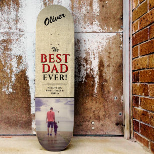 Rustic Best Pappa någonsin Typography Photo Mini Skateboard Bräda 18,5 Cm