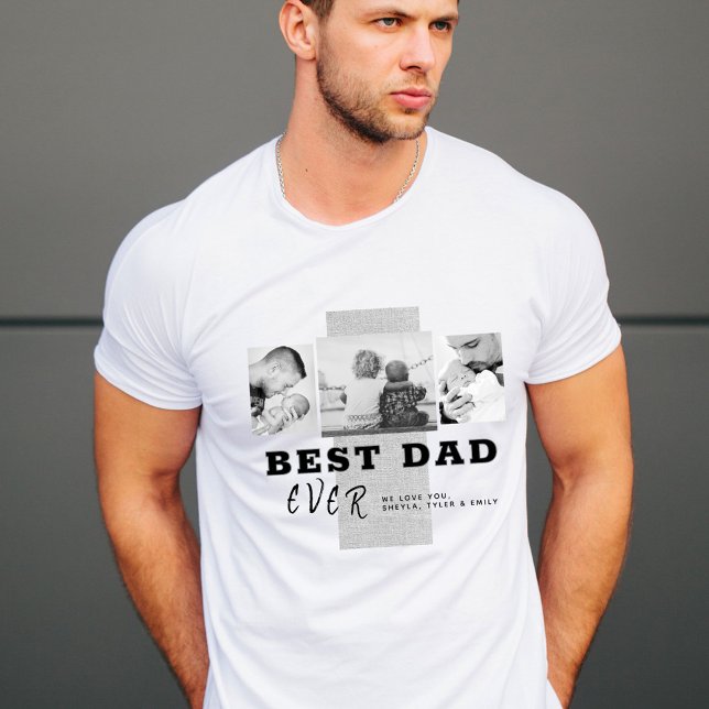 Rustic Best Pappa Typography Far's Day 3 Photo T Shirt (Skapare uppladdad)