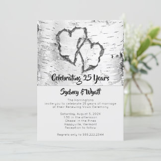 Rustic Birch Hearts Giftermål-årsfirandet Ceremony Inbjudningar