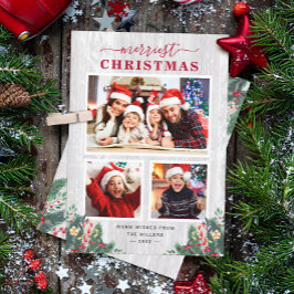 Rustic Birch Mistletoe Merriest jul 3 Photo Julkort