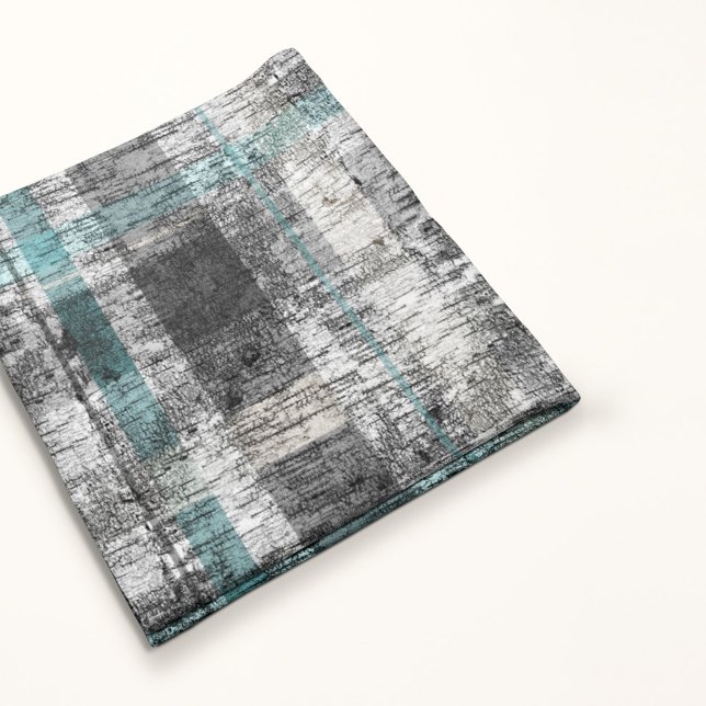 Rustic Birch Play Print Teal Grönt Grått White Fleecefilt (Skapare uppladdad)