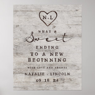 Rustic Birch Sweet Ending Treat Pub Bröllop Poster