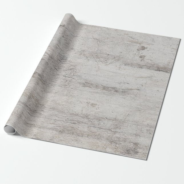 Rustic Birch Träd Åldras Grått Wood Struktur Bröll Presentpapper (Utrullad)