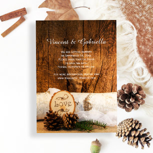 Rustic Birch Träd Barn Wood Bröllop spara datum Inbjudningar