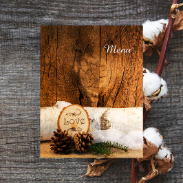 Rustic Birch Träd Barn Wood Landsbyggsbröllop Menu