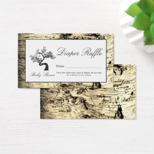 Rustic Birch Träd, Diaper Raffle Biljett