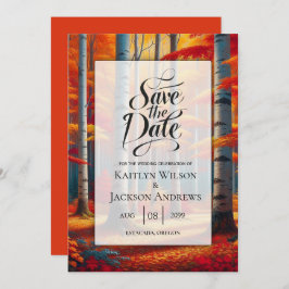 Rustic Birch Träd Fall Wedding Spara Datumet