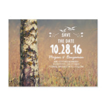 Rustic birch träd hjärta land sparar datumet