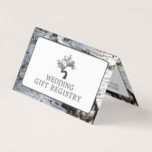 Rustic Birch Träd med Photo Gift-registreringskort Visitkort