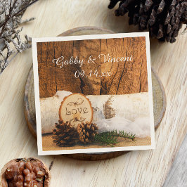 Rustic Birch Träd och Barn Wood Bröllop Pappersservett