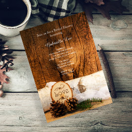 Rustic Birch Träd och Barn Wood Möhippa Inbjudningar