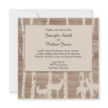 Rustic Birch Träd och Hjort Wedding bjudande