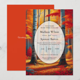 Rustic Birch Tree Fall Wedding Inbjudningar