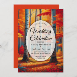 Rustic Birch Tree Fall Wedding Inbjudningar