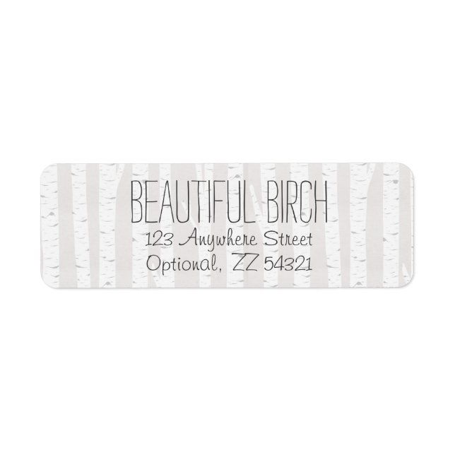 Rustic Birch Wood Träd Trunks Returadress Etikett (Framsidan)