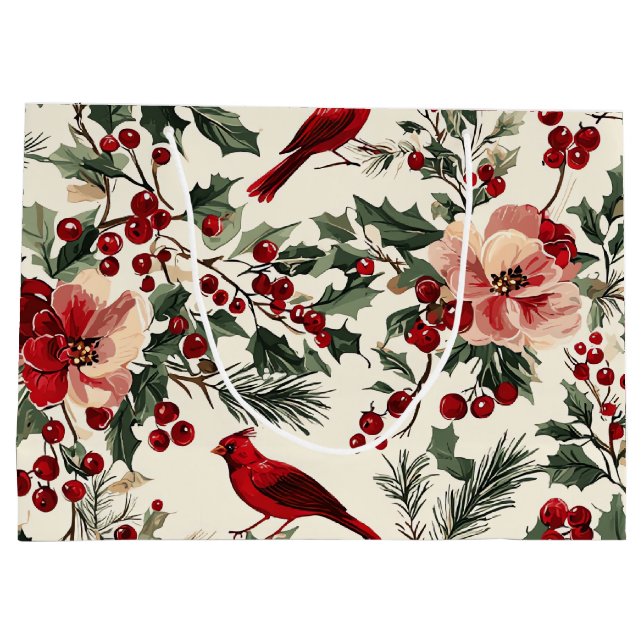 Rustic Bird and Poinsettia jul Mönster (14) (Baksidan)