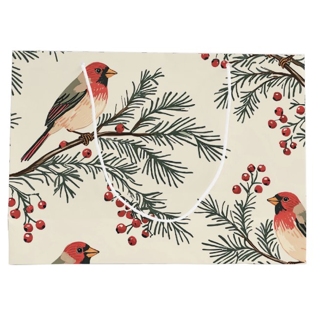Rustic Bird and Poinsettia jul Mönster (16) (Baksidan)