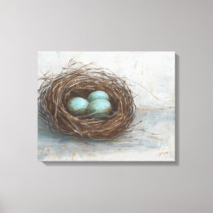 Rustic Bird Nest - Blue Canvastryck