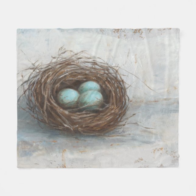 Rustic Bird Nest - Blue Fleecefilt (Framsidan (Horisontell))