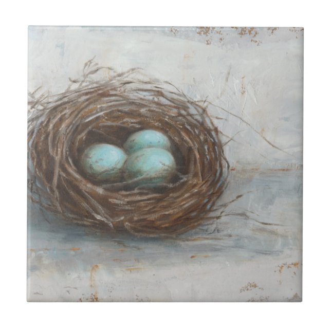Rustic Bird Nest - Blue Kakelplatta (Framsidan)