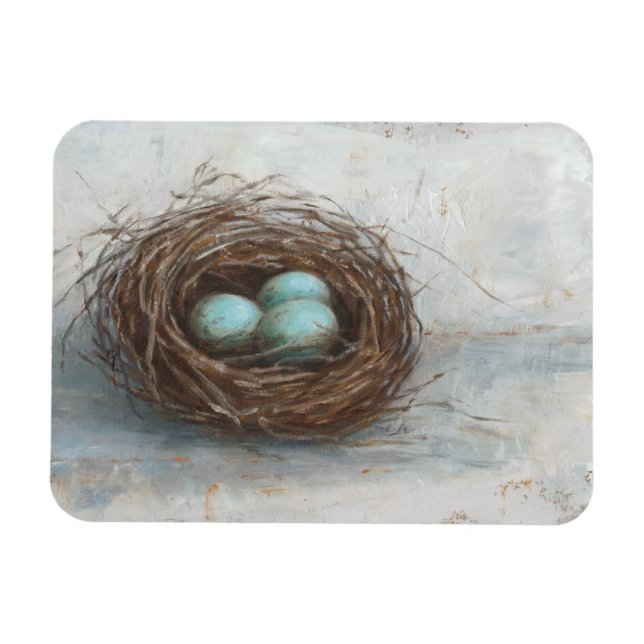 Rustic Bird Nest - Blue Magnet (Horisontell)