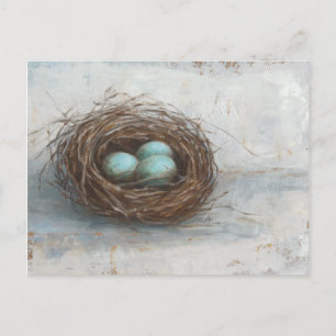 Rustic Bird Nest - Blue Vykort