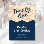 Rustic Bird Pattern 21st Birthday Invitation Inbjudningar<br><div class="desc">Celebrate this major milestone with a uniquely stylish and artistic flair! This 21st birthday invitation is perfect for those with a love for nature and vintage design. The top features a captivating, retro-inspired pattern of illustrated birds and insects in a trendy coral hue set against a cream background. The bold...</div>