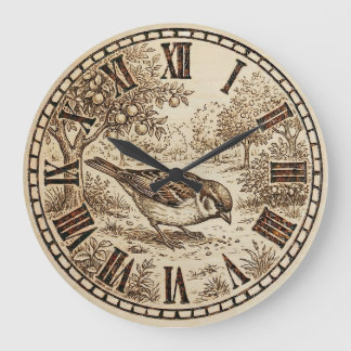 Rustic Bird Wall Clock  Stor Klocka