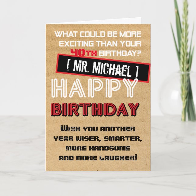 Rustic Birthday Card for Man Kort (Framsida)