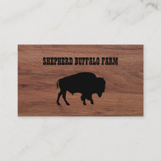 Rustic Bison Buffalo Service Wood Visitkort