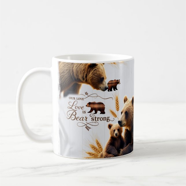Rustic Björn Familj Kärlek är Stark Klassisk Mugg (Vänster)