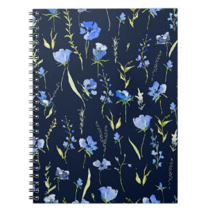 Rustic Blåa blommor: Botanisk illustration. Anteckningsbok