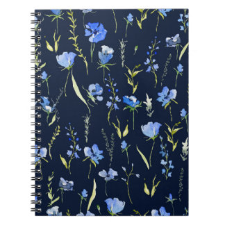 Rustic Blåa blommor: Botanisk illustration. Anteckningsbok