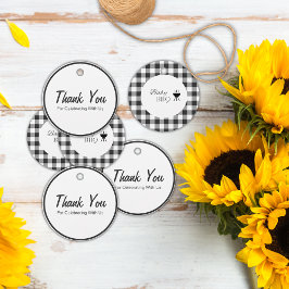 Rustic Black and White Baby Shower-Tack Gåvor Etiketter