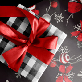 Rustic Black and White Buffalo-kontroll jul Presentpapper