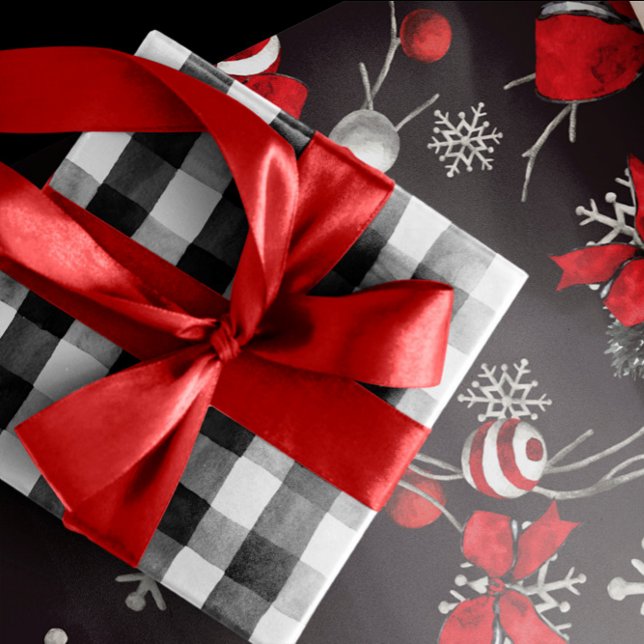 Rustic Black and White Buffalo-kontroll jul Presentpapper (Skapare uppladdad)