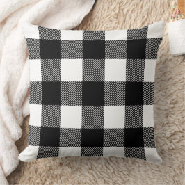 Rustic Black and White Buffalo Play Farmhouse Kudde