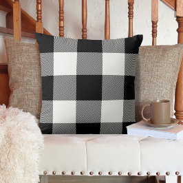 Rustic Black and White Buffalo Play Farmhouse Kudde