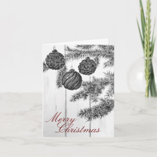 Rustic Black and White Minimalist God jul Kort