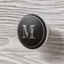 Rustic Black and White Monogrammed Drawer Knob Knopp