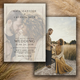 Rustic Black And White Overlay Photo Wedding Inbjudningar