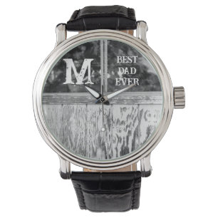 Rustic Black and White Photo Best Pappa någonsin I Armbandsur
