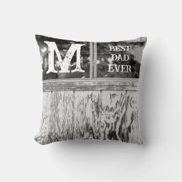 Rustic Black and White Photo Best Pappa någonsin I Kudde