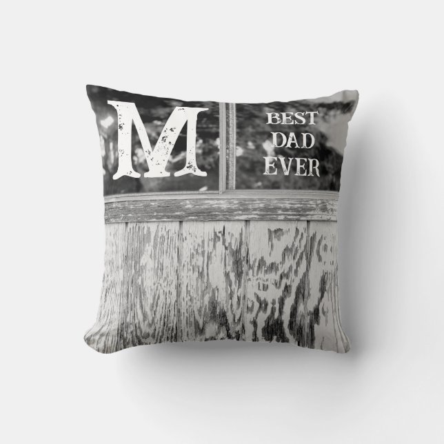 Rustic Black and White Photo Best Pappa någonsin I Kudde (Framsida)