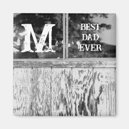 Rustic Black and White Photo Best Pappa någonsin I Magnet
