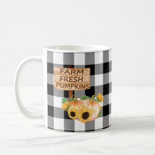 Rustic Black and White Play med Fall Pumpkins Kaffemugg